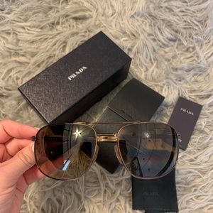 prada brown aviator sunglasses